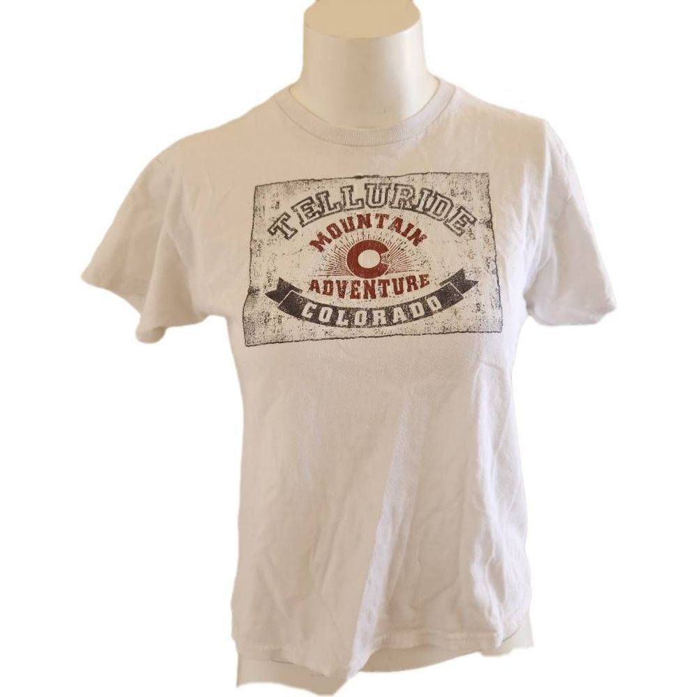 Colorado telluride mountain adventure white tee shirt cotton youth large or wome